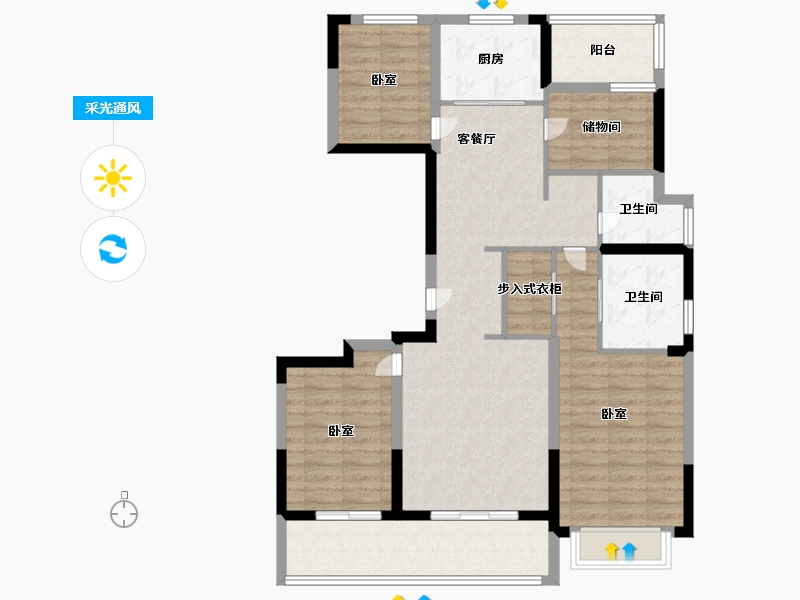 浙江省-宁波市-海语天下-104.00-户型库-采光通风