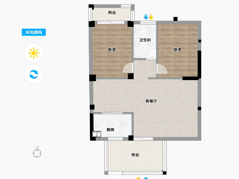 福建省-泉州市-湖光山舍-69.99-户型库-采光通风