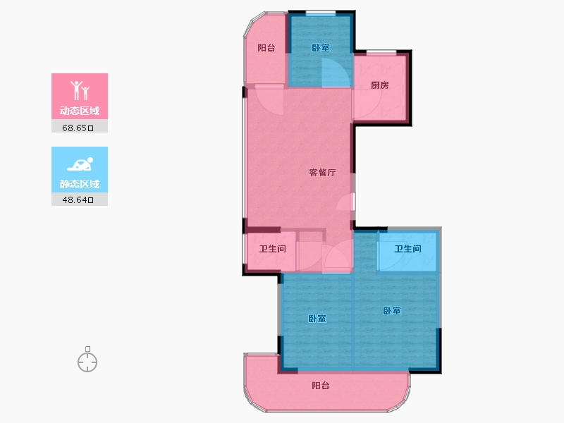 浙江省-宁波市-缘起莲韵-106.83-户型库-动静分区