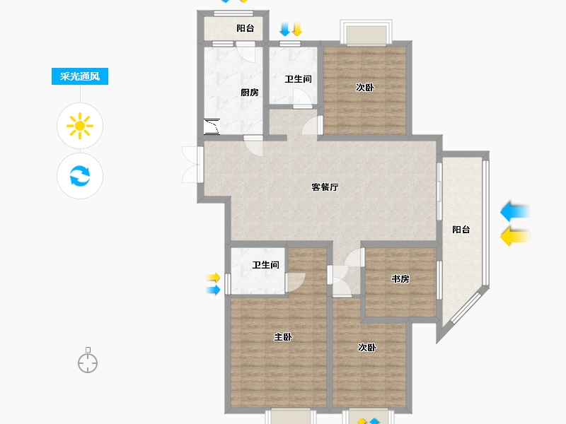 江西省-九江市-水岸莲华-124.70-户型库-采光通风