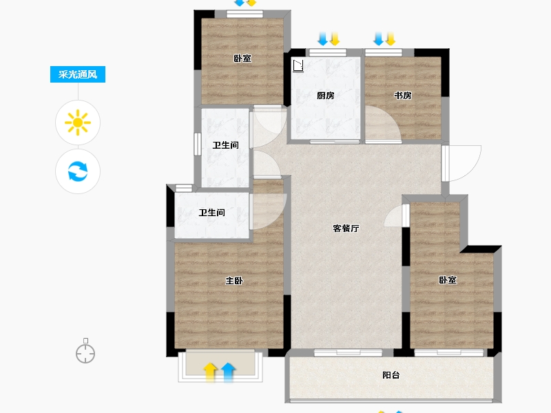 浙江省-宁波市-禹洲•朗玥府-93.00-户型库-采光通风