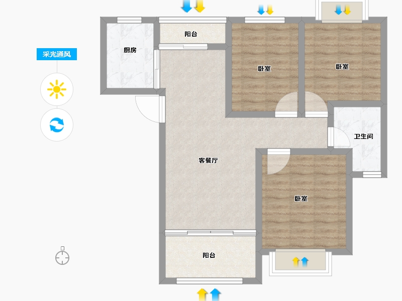 安徽省-合肥市-华冶新天地-78.38-户型库-采光通风