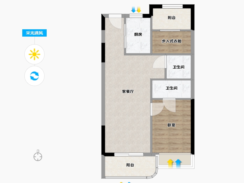 浙江省-宁波市-缘起莲韵-59.15-户型库-采光通风