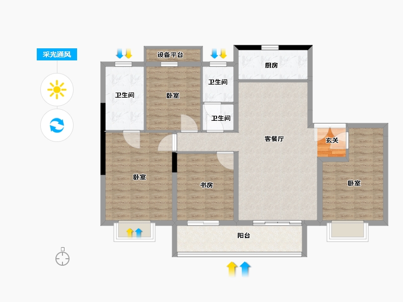 浙江省-嘉兴市-大发·融悦东方-112.00-户型库-采光通风