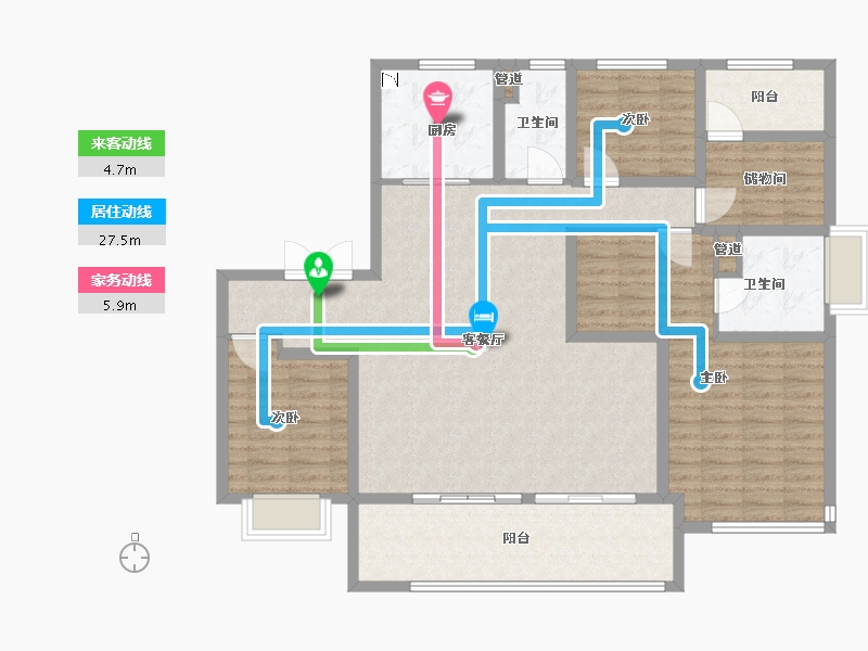 江苏省-泰州市-金通桃花源-128.00-户型库-动静线