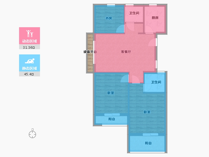 浙江省-嘉兴市-湖畔首府-70.43-户型库-动静分区