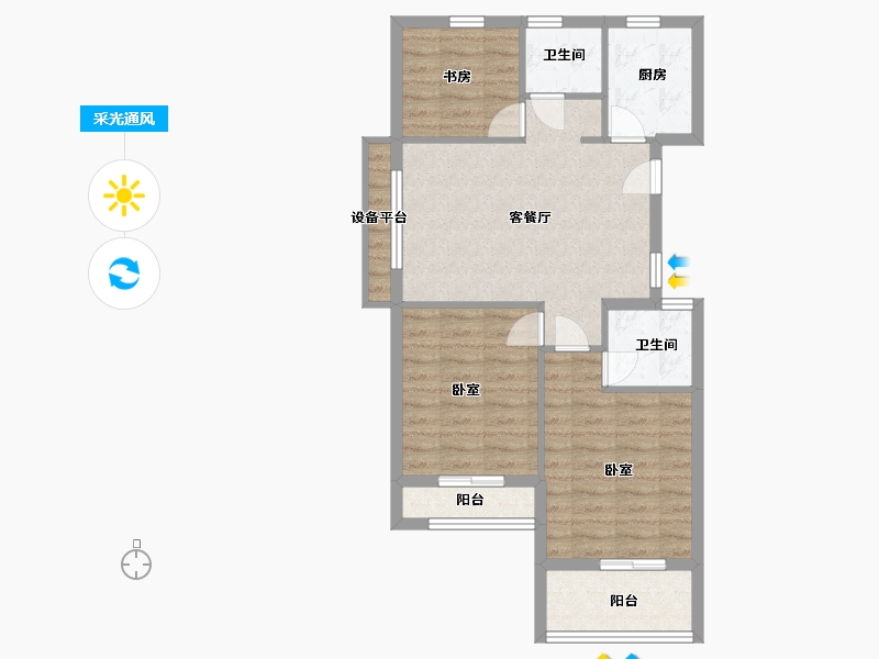 浙江省-嘉兴市-湖畔首府-70.43-户型库-采光通风