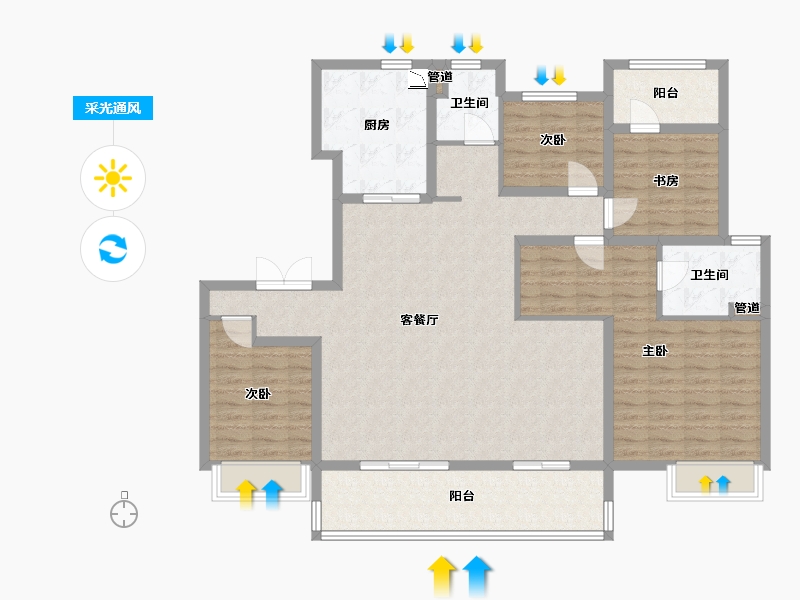 江苏省-泰州市-金通海棠湾-133.00-户型库-采光通风