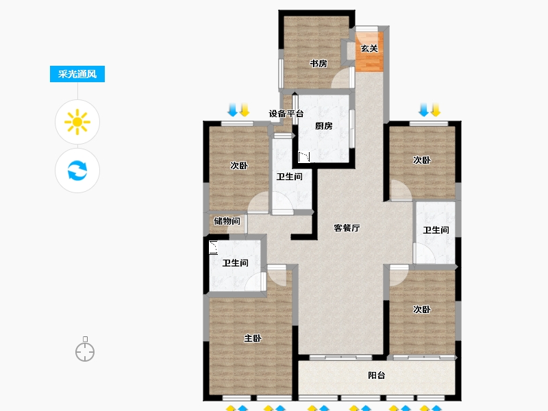 江苏省-常州市-万泰国际广场檀香湾-141.38-户型库-采光通风