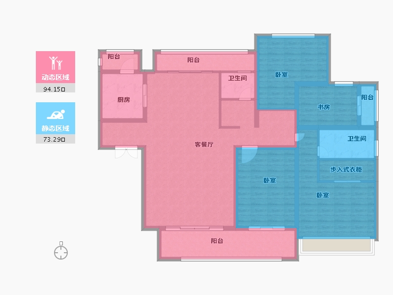 安徽省-芜湖市-卓瑞凤鸣湖公寓-150.17-户型库-动静分区