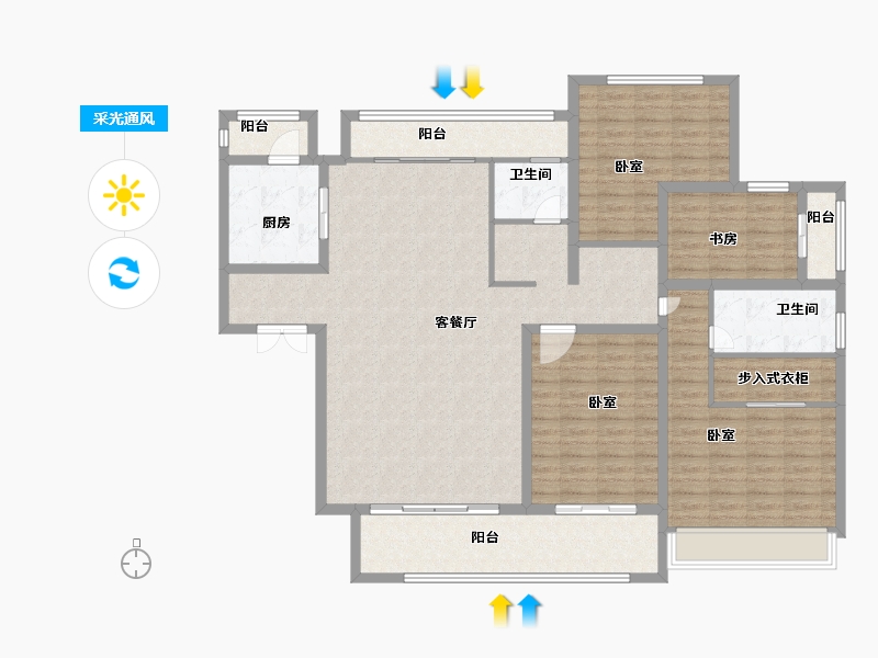 安徽省-芜湖市-卓瑞凤鸣湖公寓-150.17-户型库-采光通风