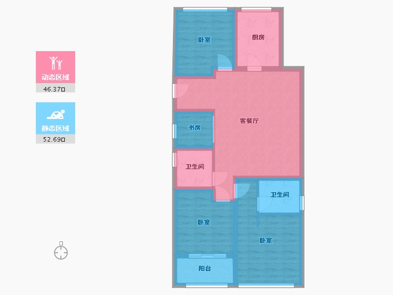 浙江省-杭州市-万科融信西雅图-87.83-户型库-动静分区