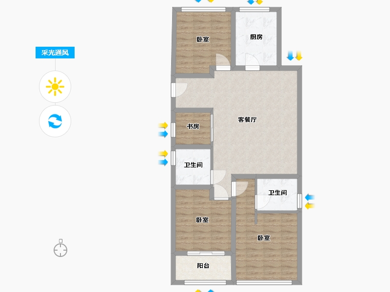 浙江省-杭州市-万科融信西雅图-87.83-户型库-采光通风