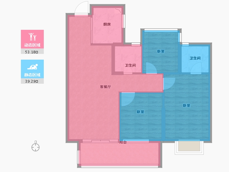 安徽省-合肥市-佳源新安印象-83.00-户型库-动静分区