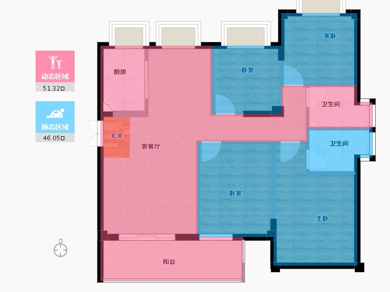 福建省-漳州市-印象澜山-87.72-户型库-动静分区