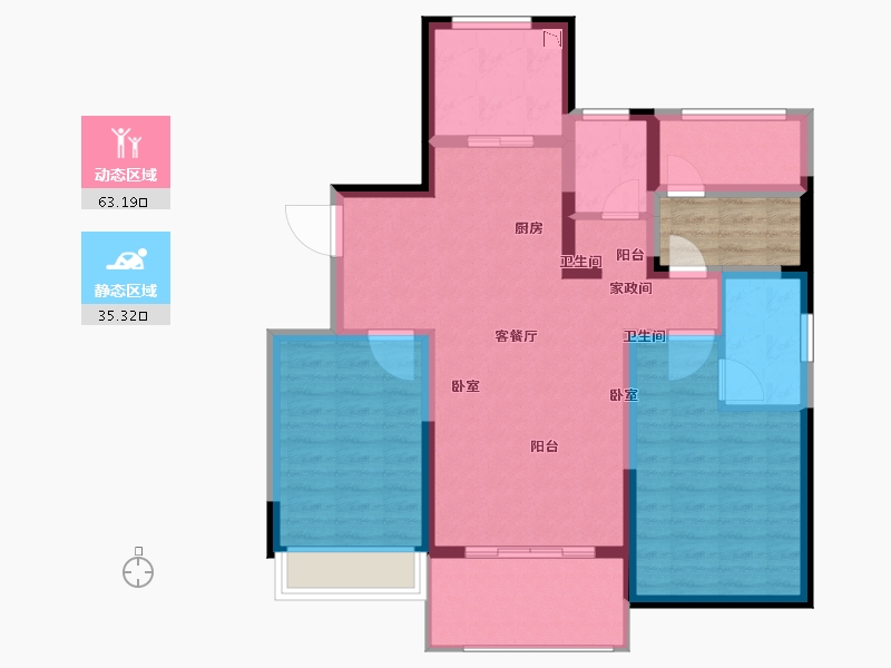 江苏省-无锡市-美的公园天下-92.07-户型库-动静分区