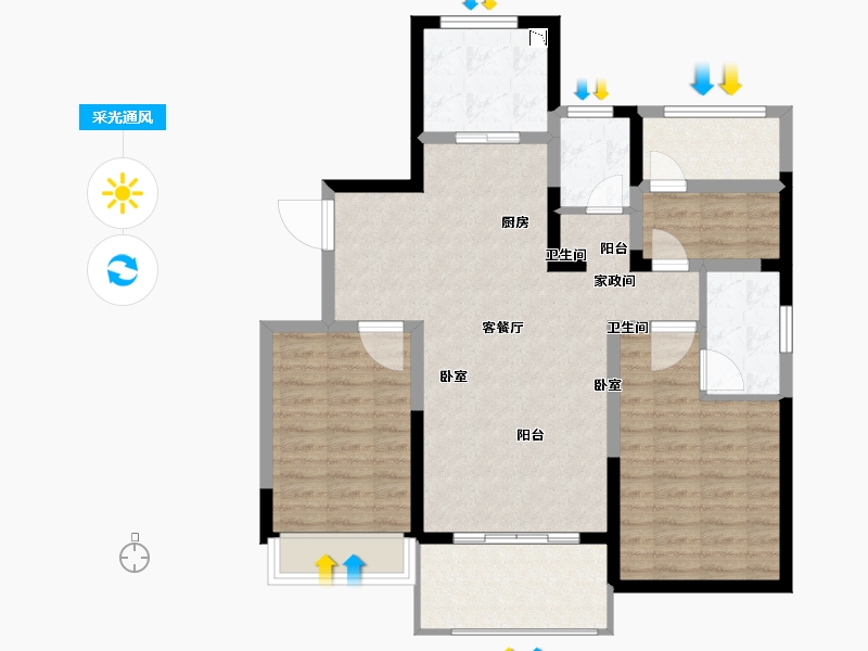 江苏省-无锡市-美的公园天下-92.07-户型库-采光通风