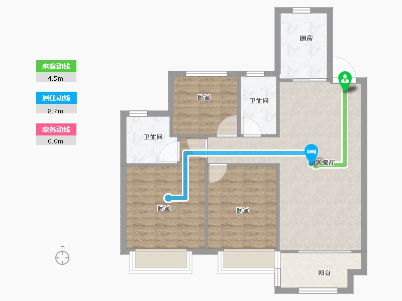 浙江省-嘉兴市-开元万科新都会-83.00-户型库-动静线