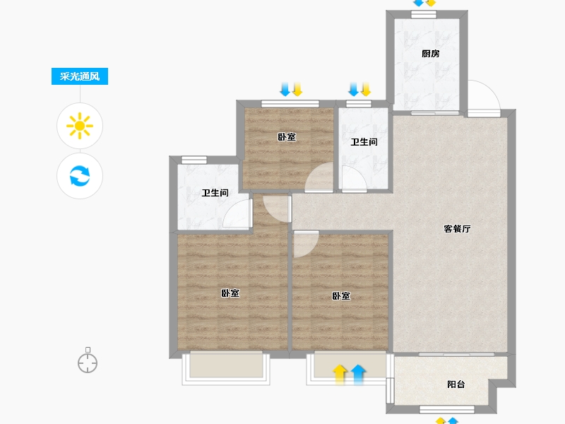 浙江省-嘉兴市-开元万科新都会-83.00-户型库-采光通风