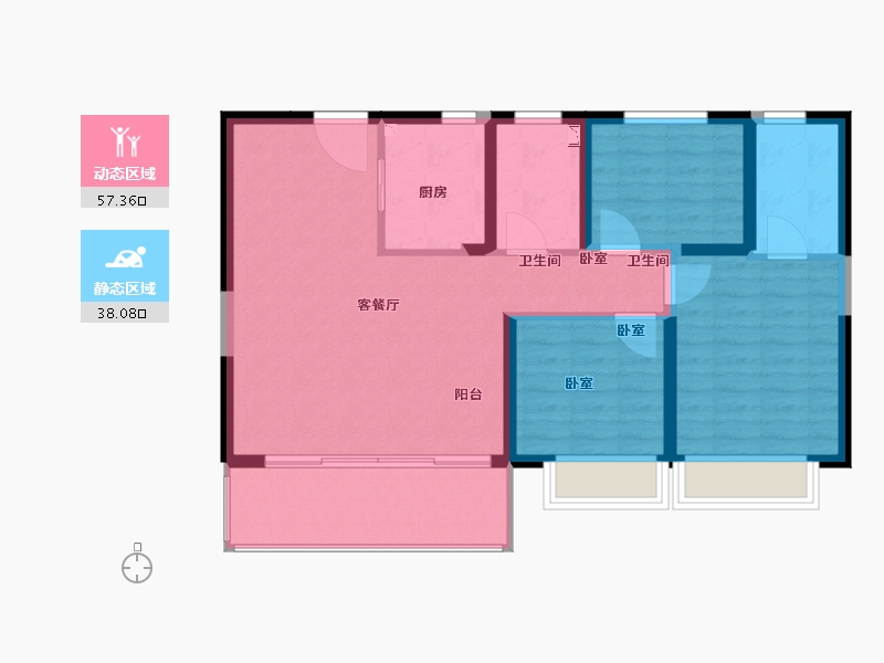 江苏省-无锡市-银城东樾府-86.04-户型库-动静分区