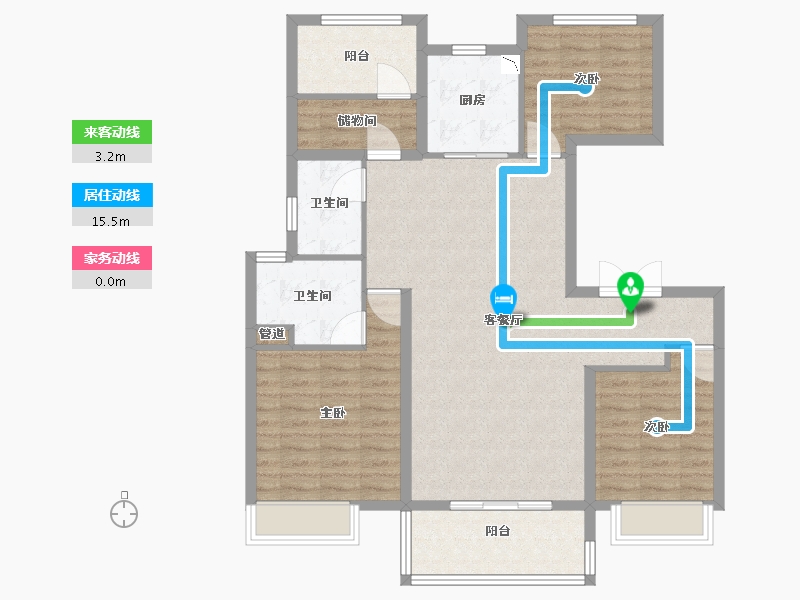 江苏省-泰州市-金通海棠湾-105.00-户型库-动静线