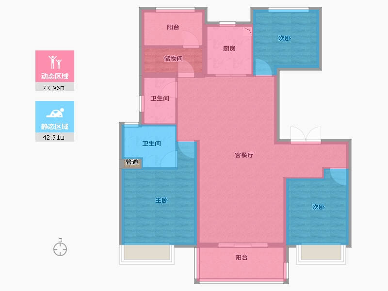 江苏省-泰州市-金通海棠湾-105.00-户型库-动静分区