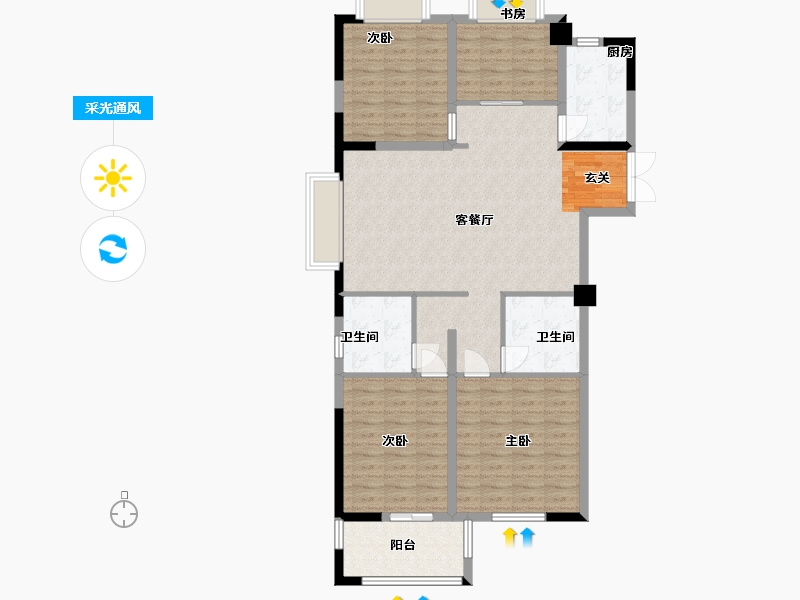 江西省-九江市-丽景湾-110.88-户型库-采光通风