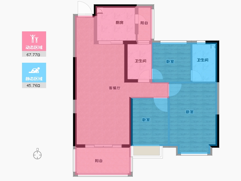 福建省-龙岩市-恒大绿洲三期天璟苑-102.00-户型库-动静分区