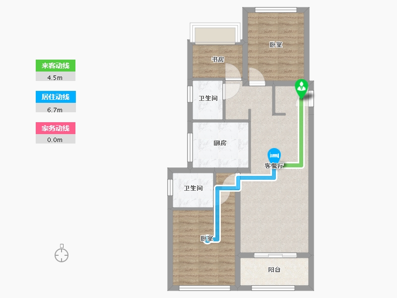 浙江省-杭州市-万科融信西雅图-71.69-户型库-动静线