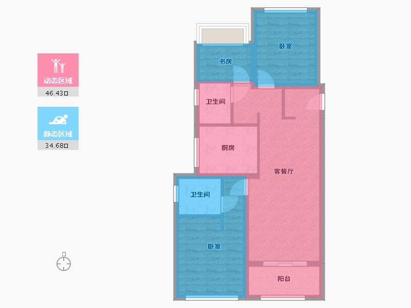 浙江省-杭州市-万科融信西雅图-71.69-户型库-动静分区