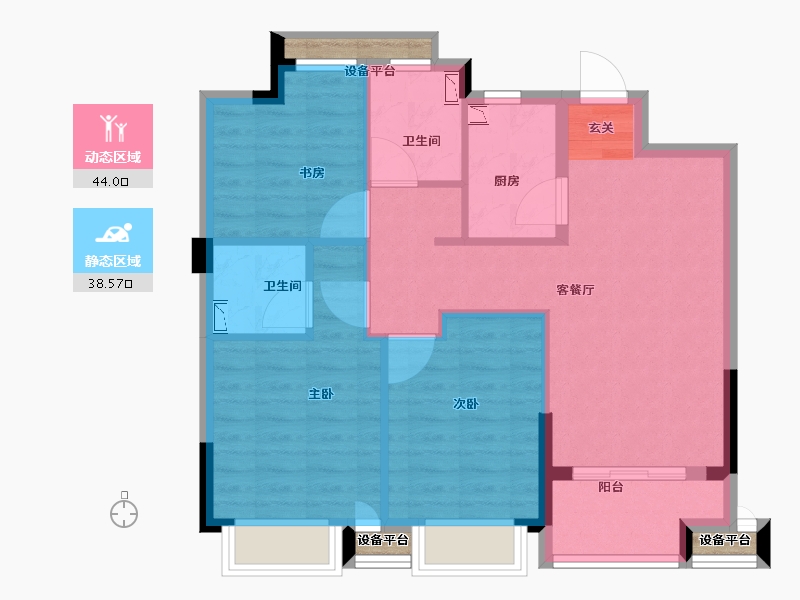 浙江省-台州市-君泰学府-76.15-户型库-动静分区