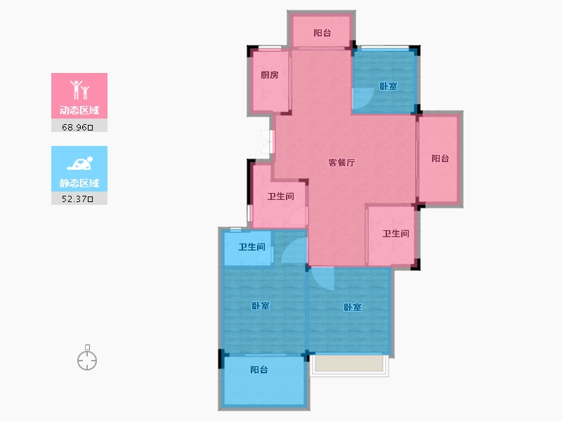 浙江省-嘉兴市-嘉兴恒大香湖左岸-111.00-户型库-动静分区