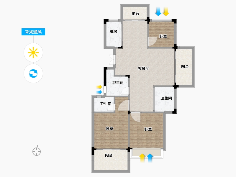 浙江省-嘉兴市-嘉兴恒大香湖左岸-111.00-户型库-采光通风