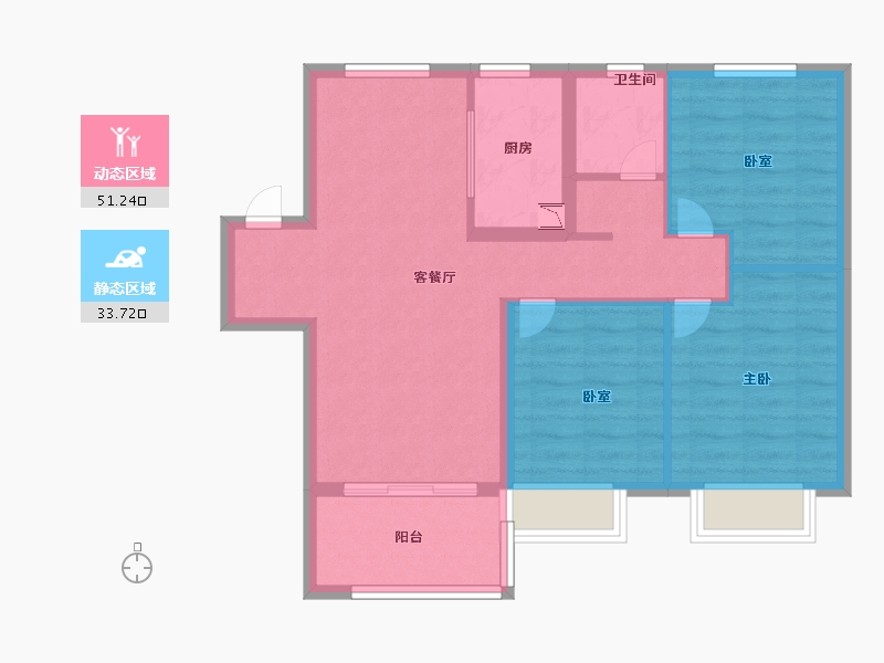 安徽省-六安市-孔雀城时代北宸-76.00-户型库-动静分区