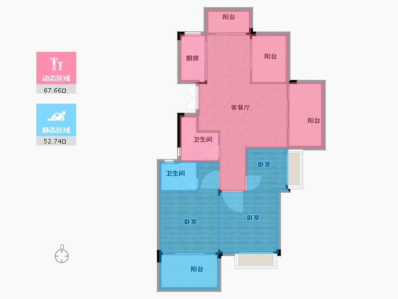 浙江省-嘉兴市-嘉兴恒大香湖左岸-110.00-户型库-动静分区