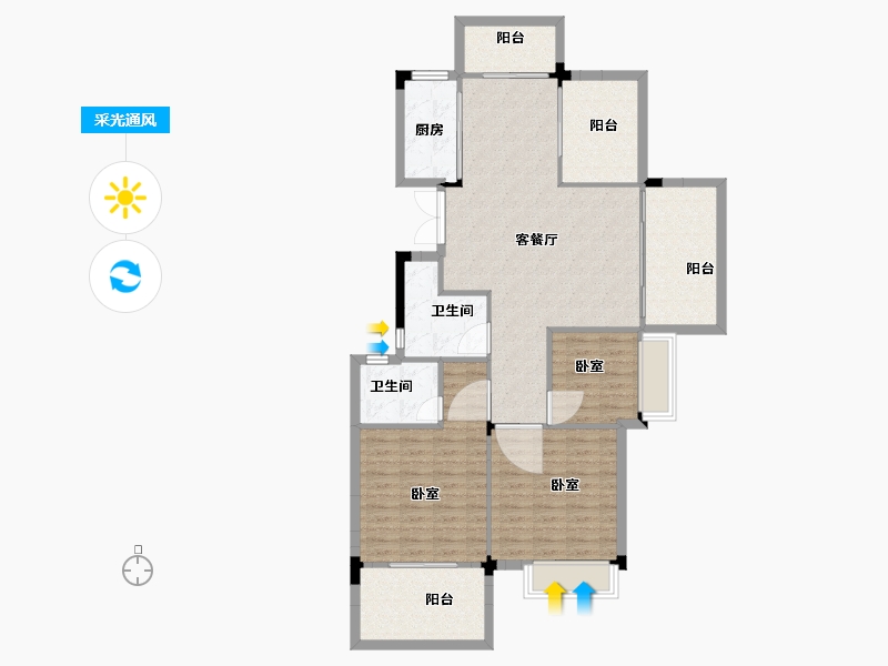 浙江省-嘉兴市-嘉兴恒大香湖左岸-110.00-户型库-采光通风