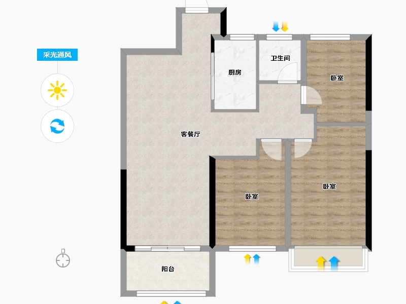 安徽省-芜湖市-卓瑞新里城-87.00-户型库-采光通风