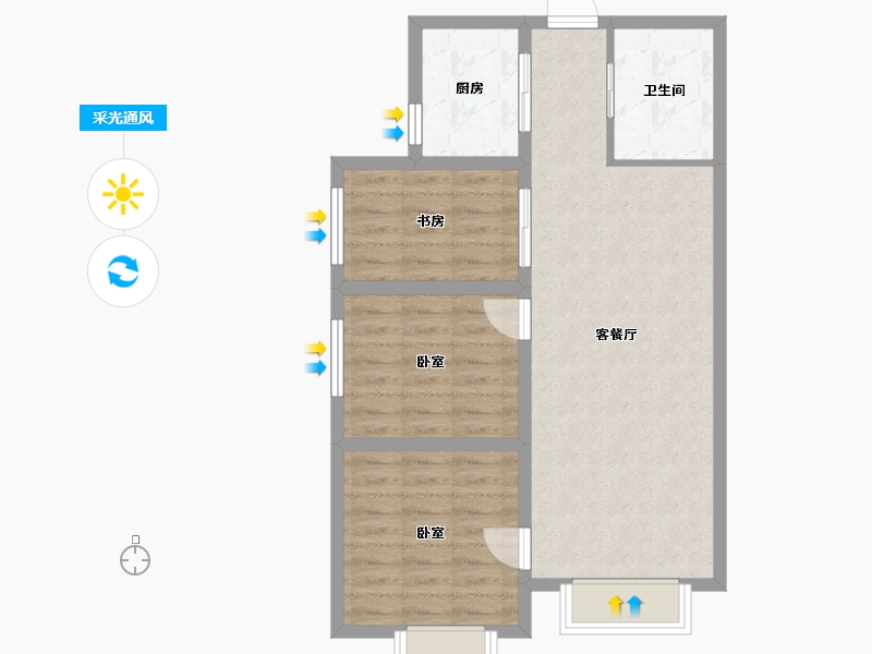 新疆维吾尔自治区-乌鲁木齐市-通嘉东方御景-70.38-户型库-采光通风