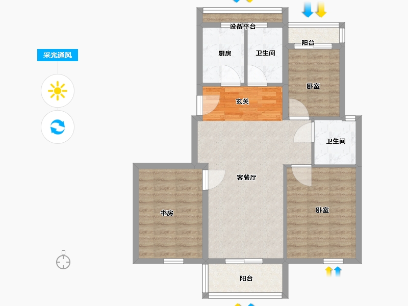 浙江省-嘉兴市-湖畔首府-78.00-户型库-采光通风