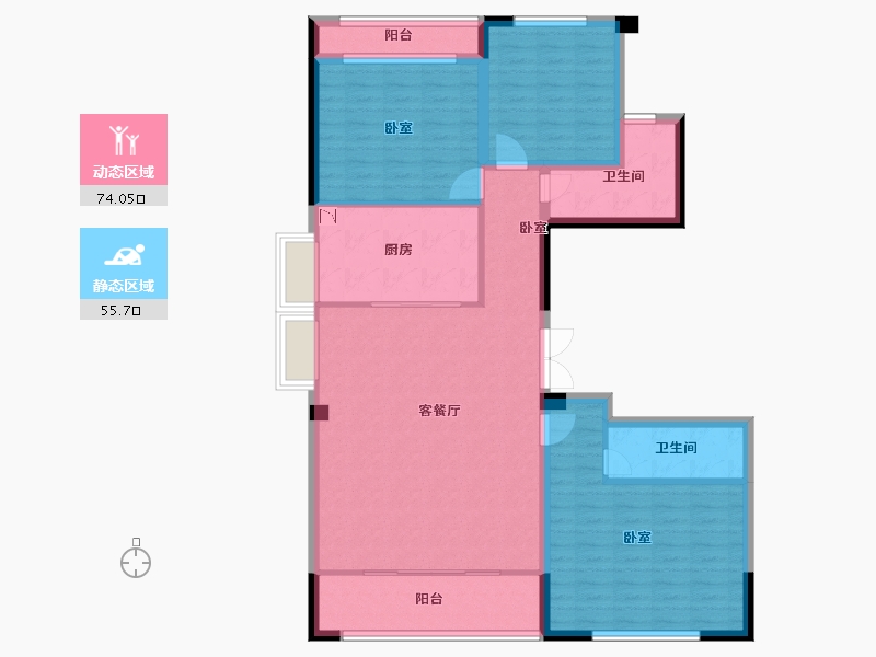 安徽省-淮南市-观湖名居二期湖公馆-117.00-户型库-动静分区