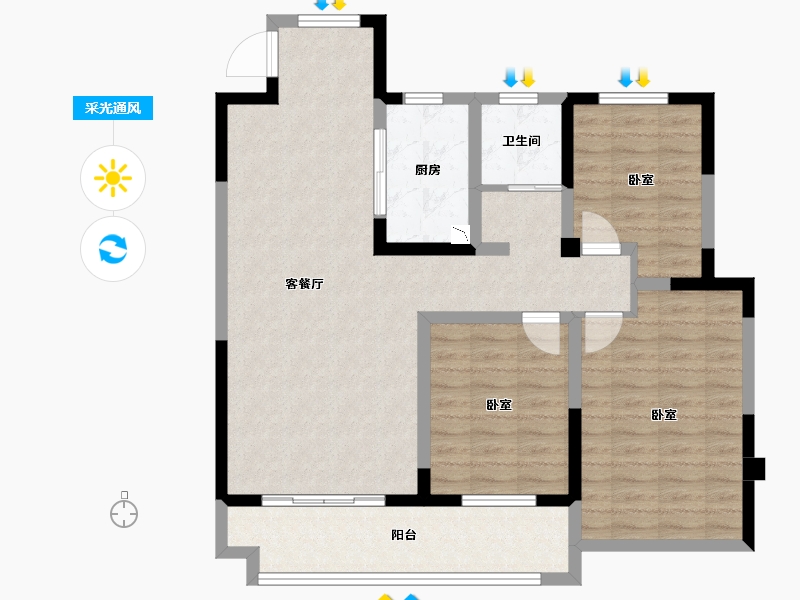 安徽省-淮南市-中至信书香雅苑-94.01-户型库-采光通风