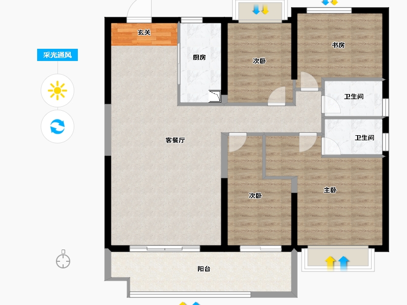 安徽省-阜阳市-碧桂园天誉-113.72-户型库-采光通风