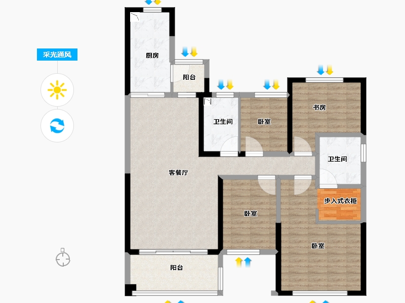 福建省-龙岩市-恒大绿洲三期天璟苑-114.00-户型库-采光通风