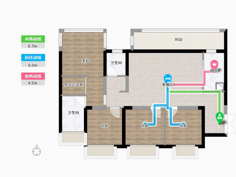 四川省-绵阳市-绵阳CBD万达三期天澜-96.12-户型库-动静线