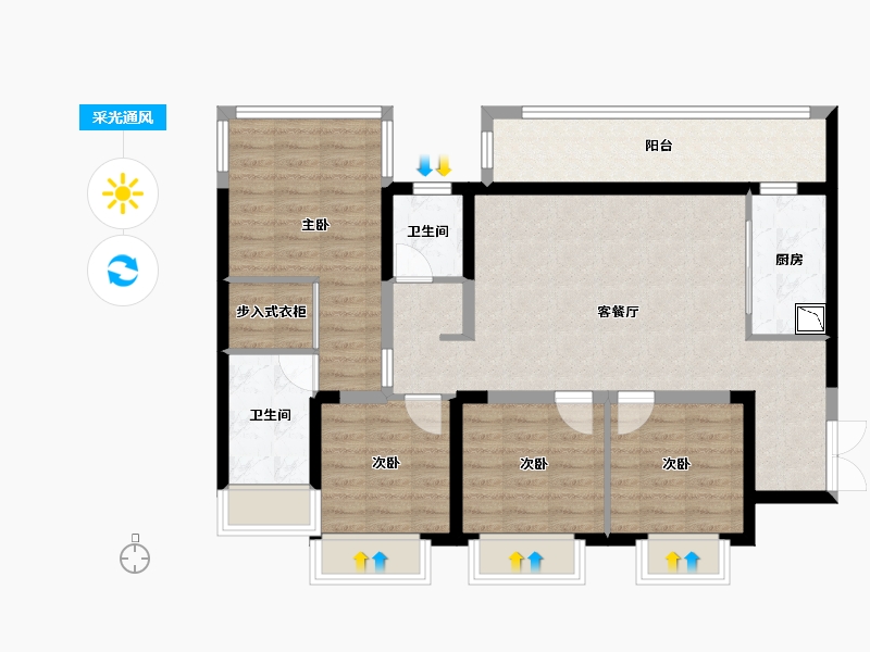 四川省-绵阳市-绵阳CBD万达三期天澜-96.12-户型库-采光通风