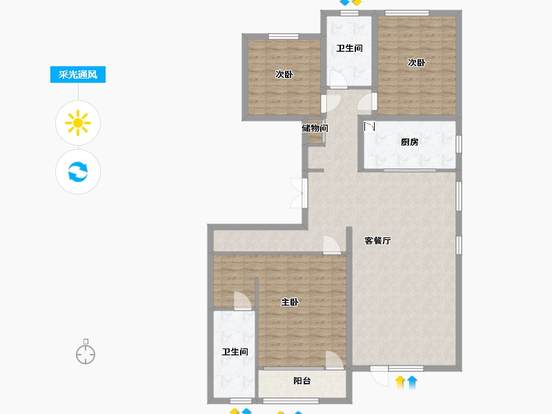 河北省-保定市-绿城诚园-132.00-户型库-采光通风