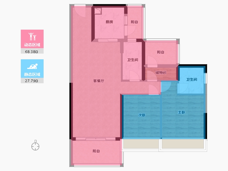 广东省-惠州市-碧桂园滨江府-85.26-户型库-动静分区