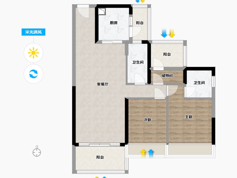 广东省-惠州市-碧桂园滨江府-85.26-户型库-采光通风