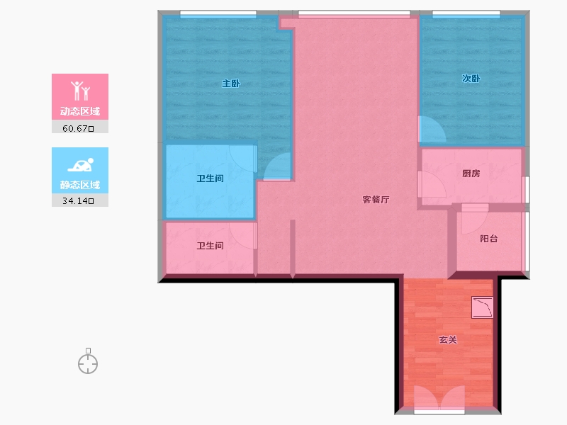 四川省-成都市-重庆来福士住宅-85.70-户型库-动静分区