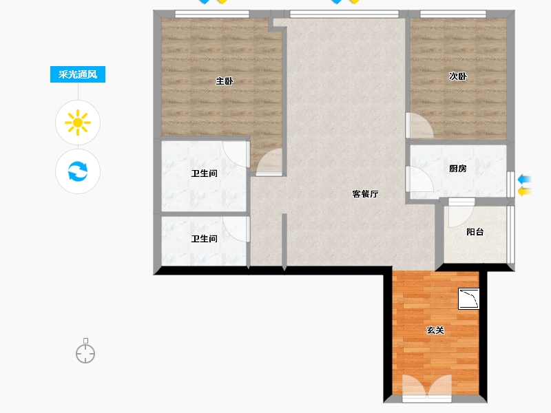 四川省-成都市-重庆来福士住宅-85.70-户型库-采光通风